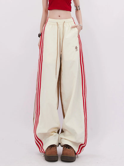 Pants Stripe Side Casual Wide