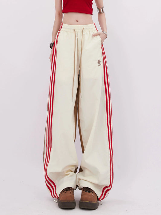 Pants Stripe Side Casual Wide