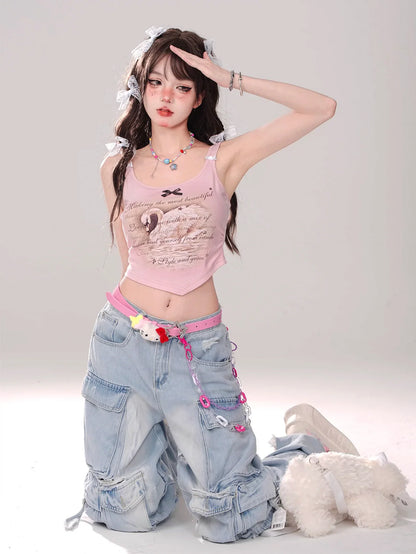 Cookie Moose Top Swan Slim Ärmellos Hosenträger