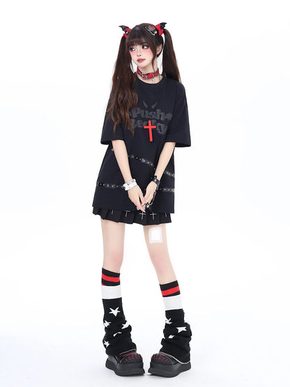 ウィングダーク3DルーズTシャツサブカルチャー