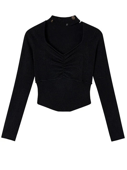 Neckholder-Top mit schmaler Taille und quadratischem Ausschnitt