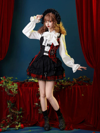 スーツセット チェック ベスト パンツ スカート シャツ プリンス