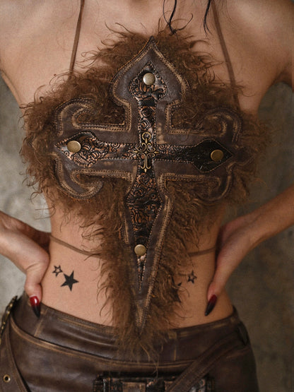 gekreuzte Weste aus Pelz