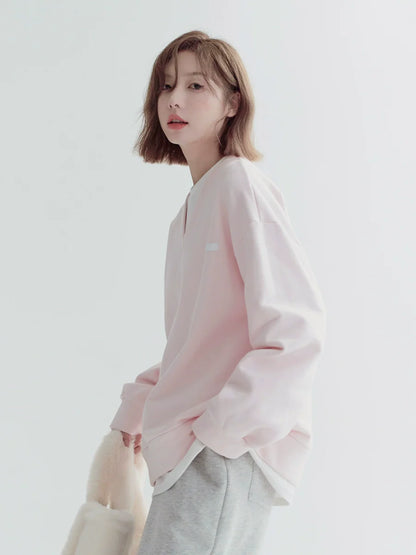 フェイクツーピース ライトカラー ルーズスウェットシャツ
