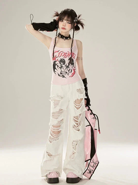 リップドデニム ワイド ホワイト