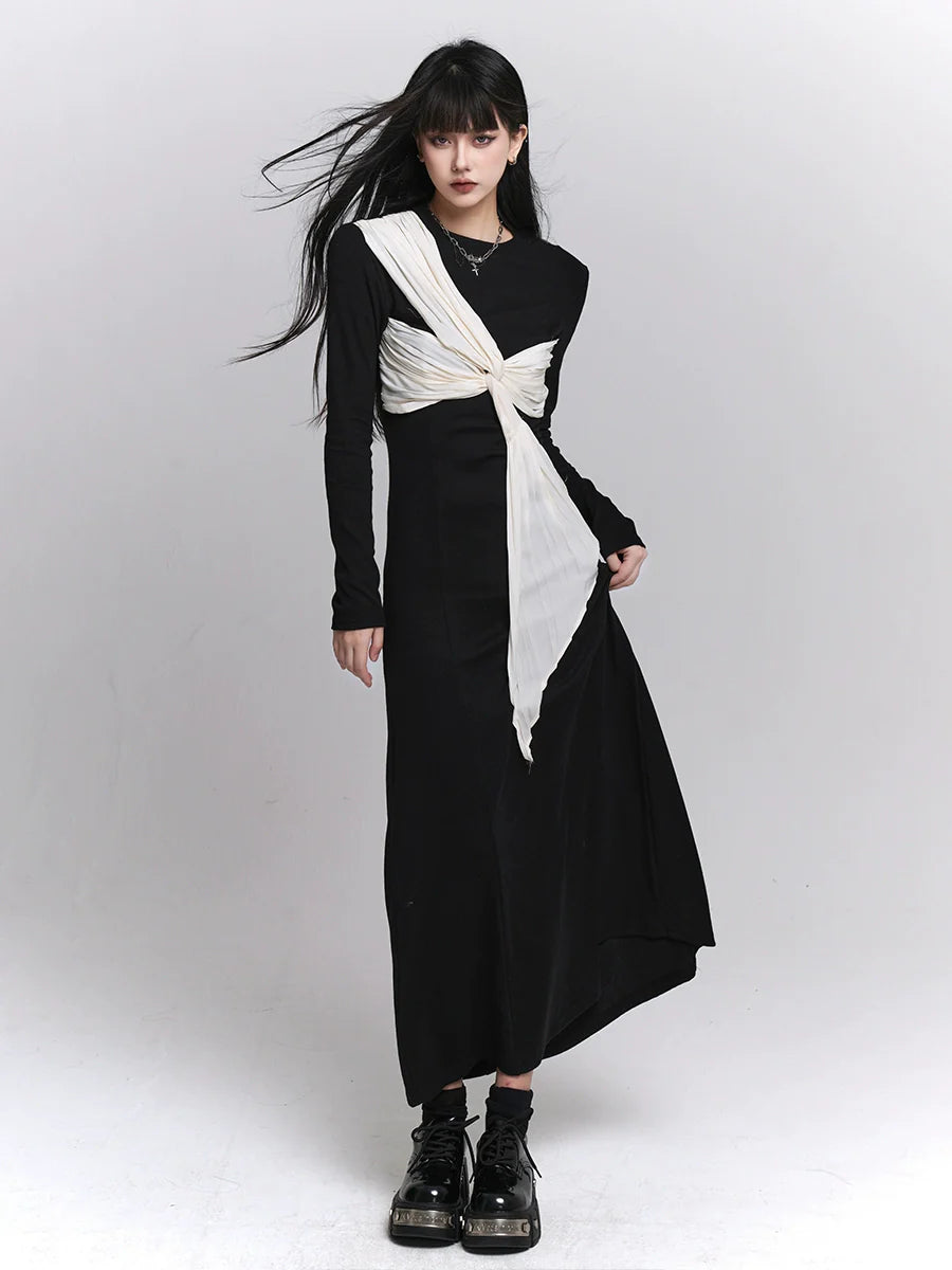 Robe longue à ruban