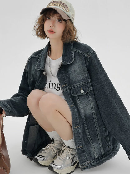Amerikanische Jacke waschen nostalgischen Denim lose Retro