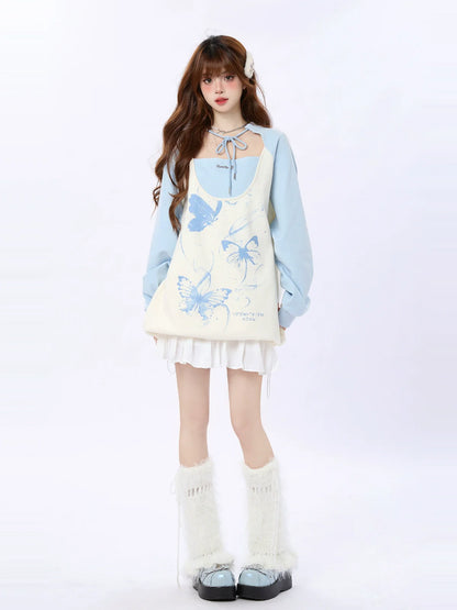 バタフライオーバープリントトップス ルーズ