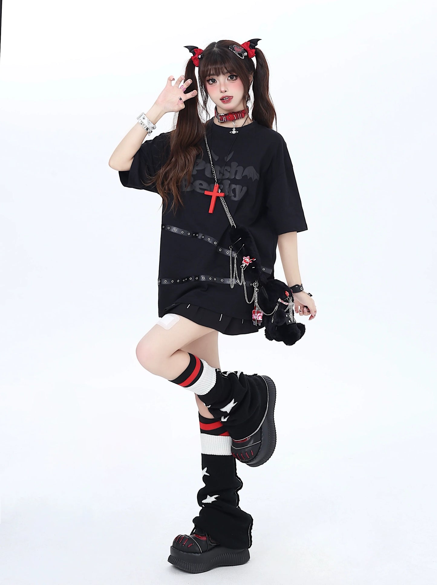 ウィングダーク3DルーズTシャツサブカルチャー