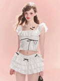 Frilled Tops Lace Neck Square