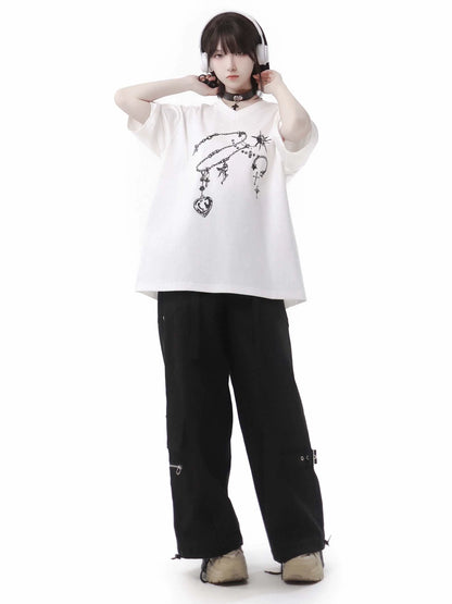 Black Pants Belt Cargo Retro-washed