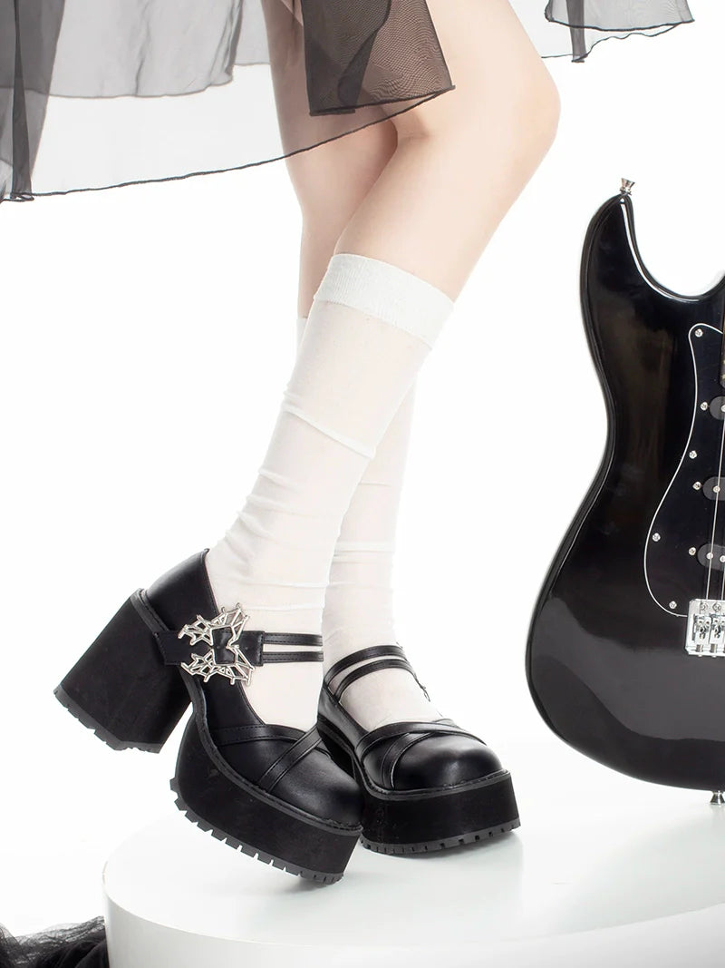 Style Platform Shoes College Butterfly Heel Block
