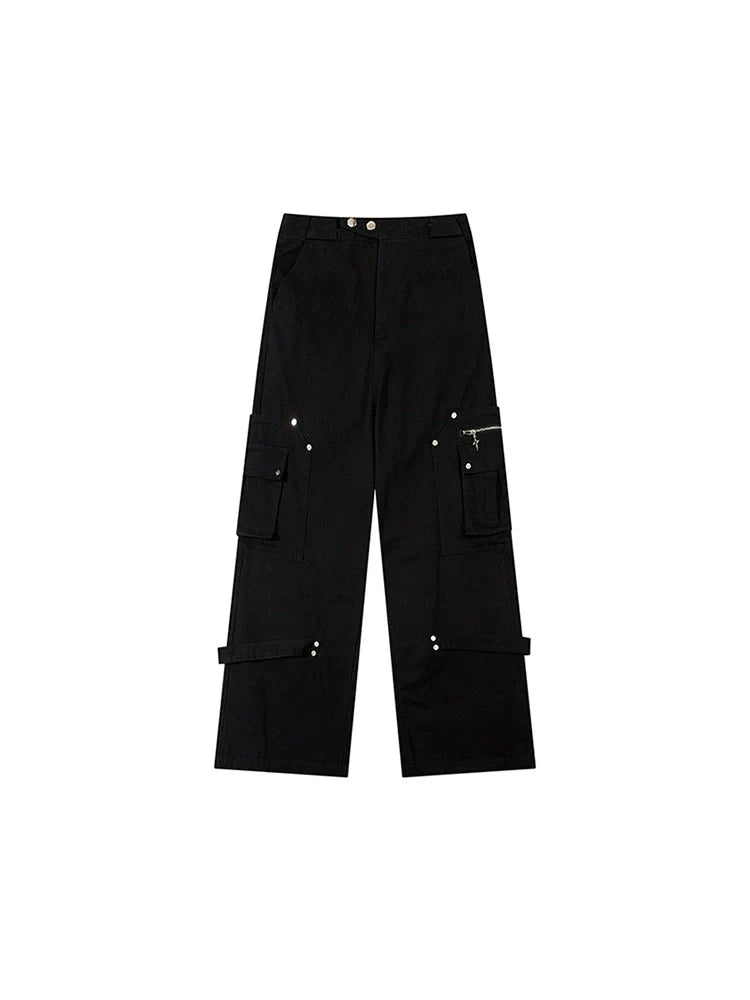 Pocket Cross Zip-Up Pants Wide