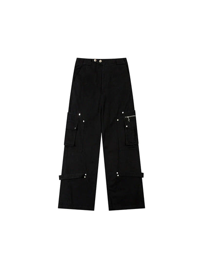 Pocket Cross Zip-Up Pants Wide
