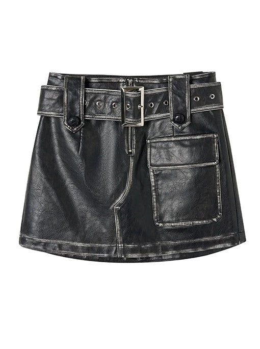 Osh Leather Over Jacket + Short Skirt