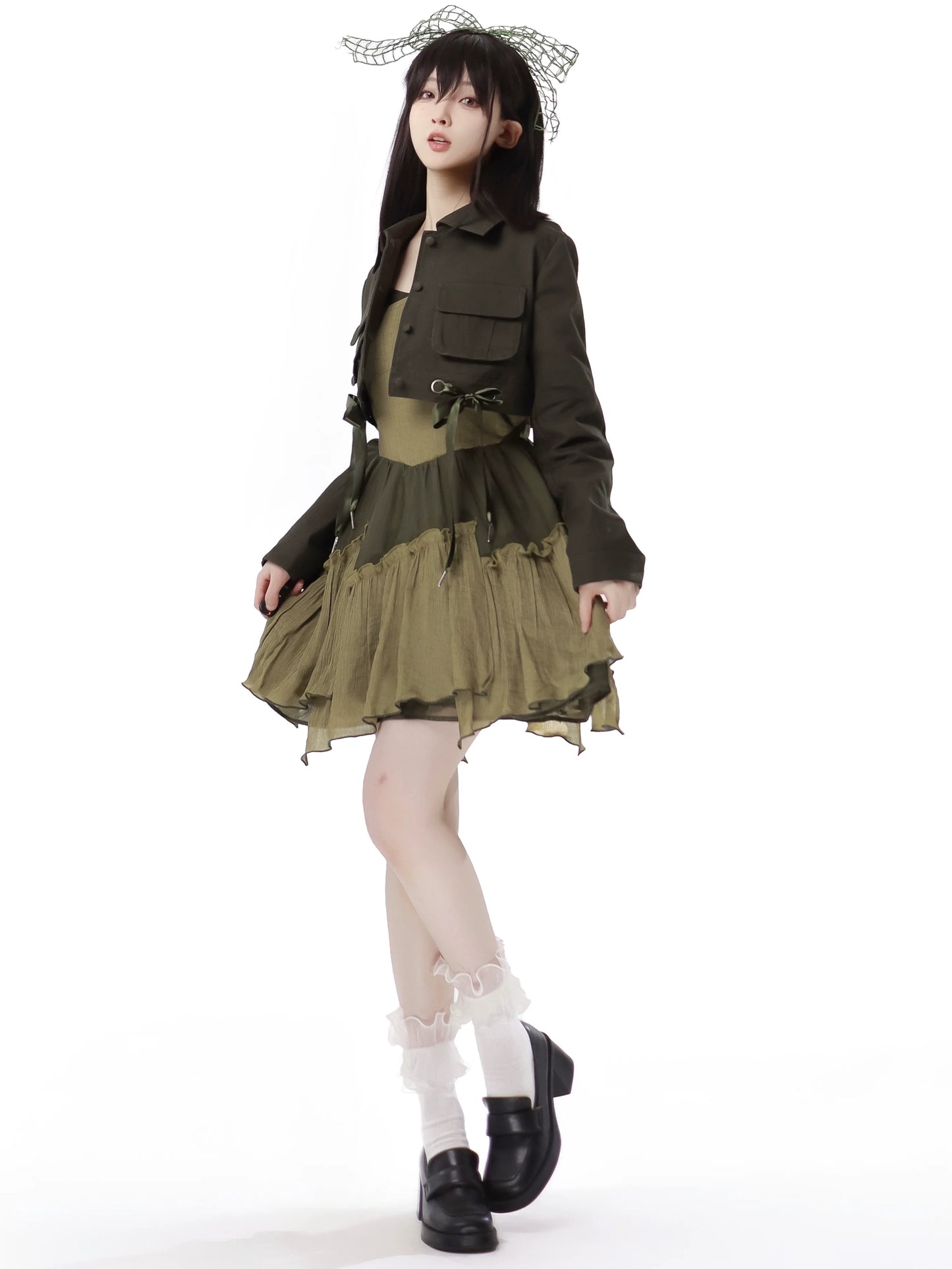 American Halter Retro Denim Green Short Jacket