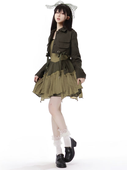 American Halter Retro Denim Green Short Jacket