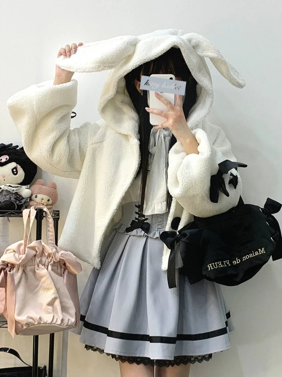 Rabbit ear hoody lace Apribon Plash Bore Court