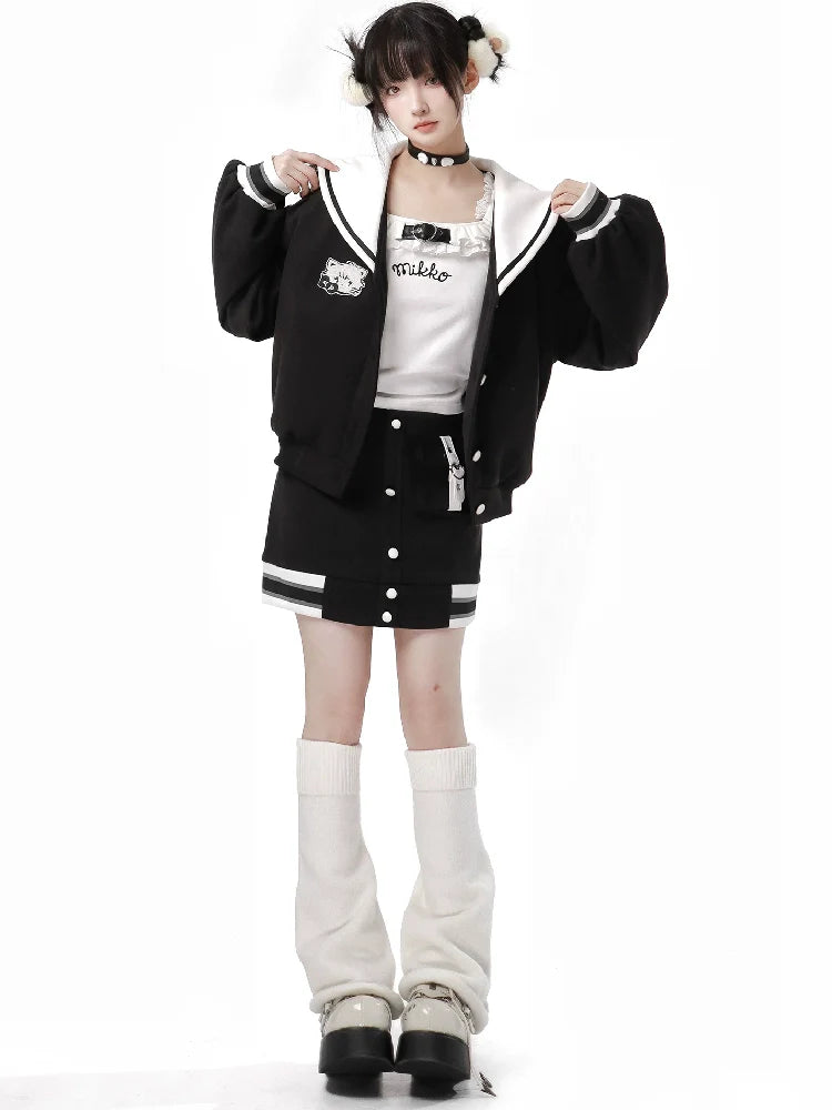 Starley Sea La Color Eradry Baseball Jacket Skirt Suit