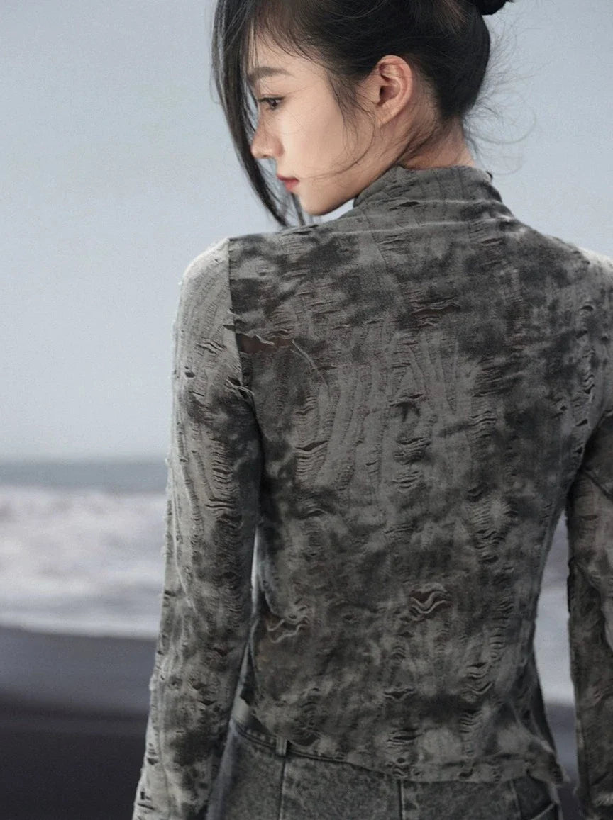 Asymmetrische Oberteile Print Retro Short