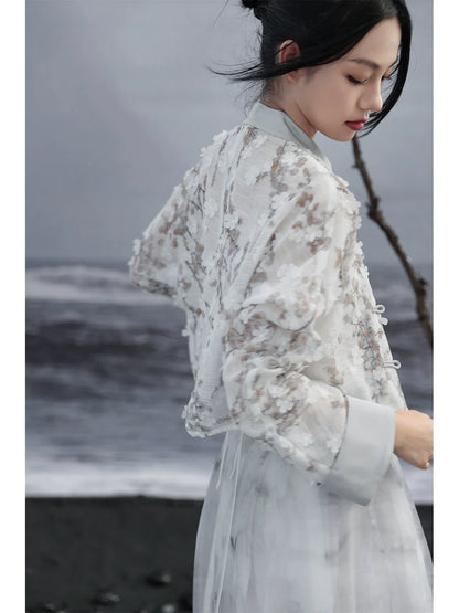 ジャカードプリントジャケット ショート ライト ルーズ チャイナ