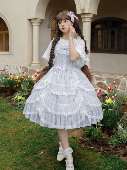 シフォンロリータサスペンダートップブルースカートガーリー+サマー