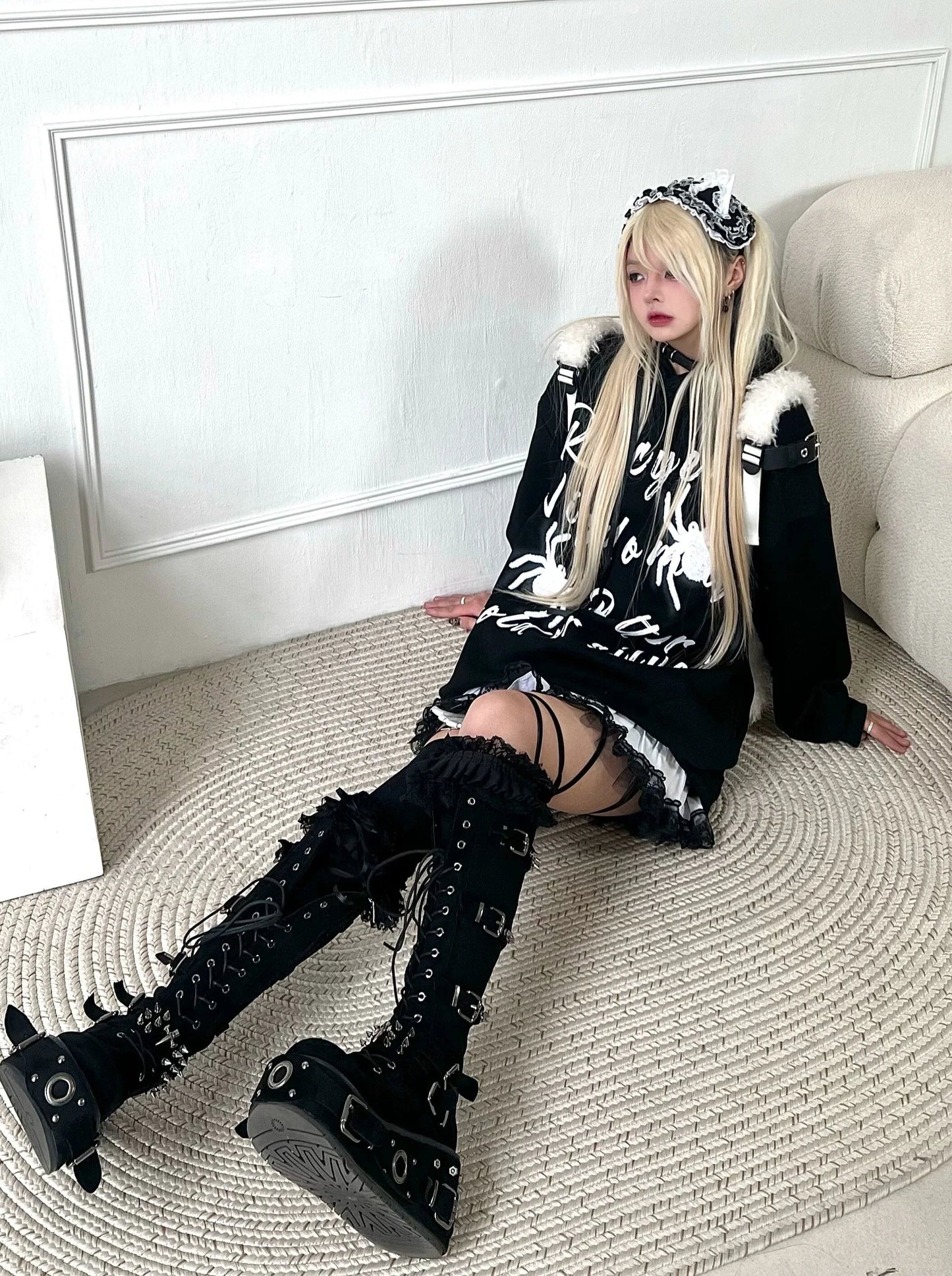 Hoodie Hooded Spider Dark Letter Print Student Letter