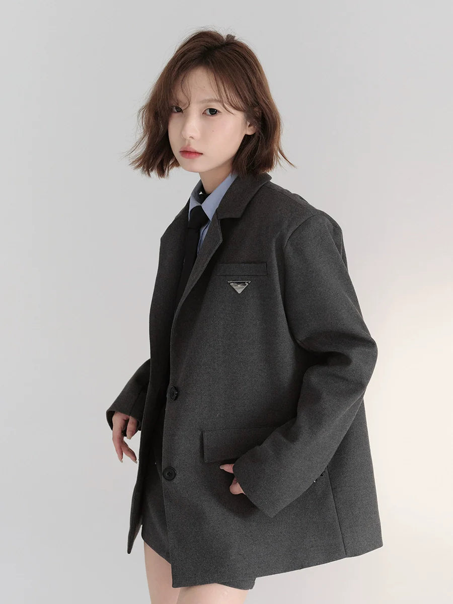 ゆったりカジュアルジャケットワンポイント