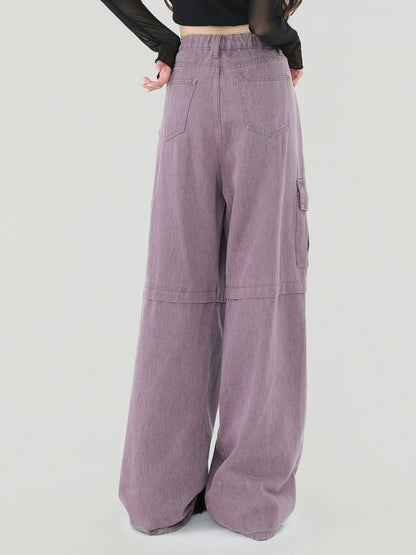 パープルアメリカンカーゴデニムパンツレトロ