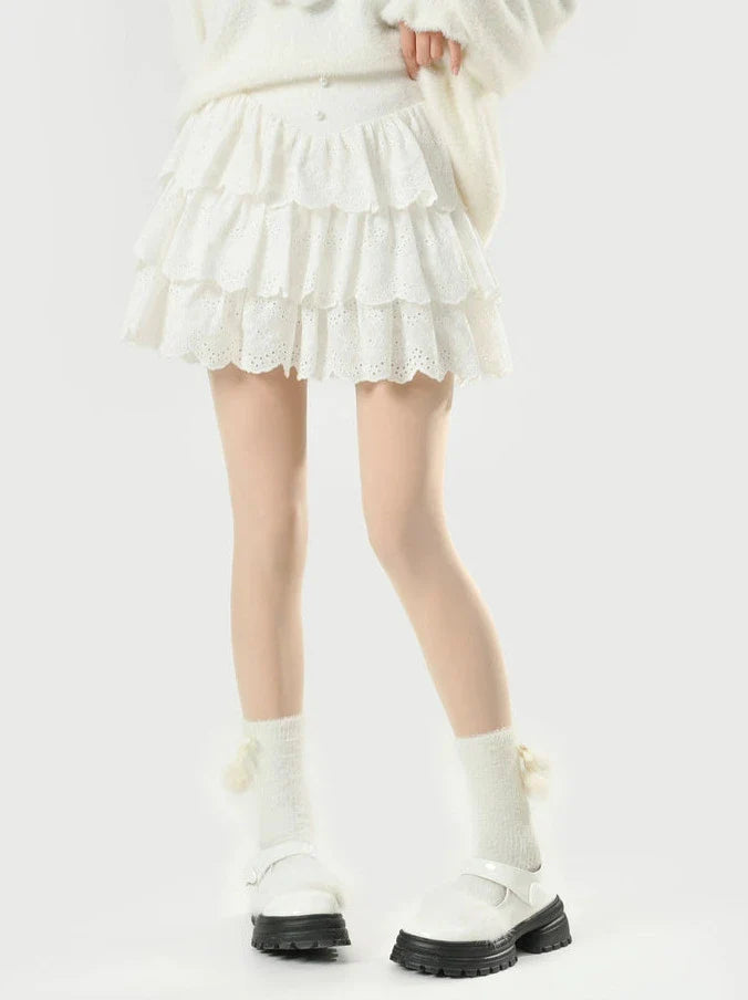 Süßer Lagenkuchenrock aus Spitze