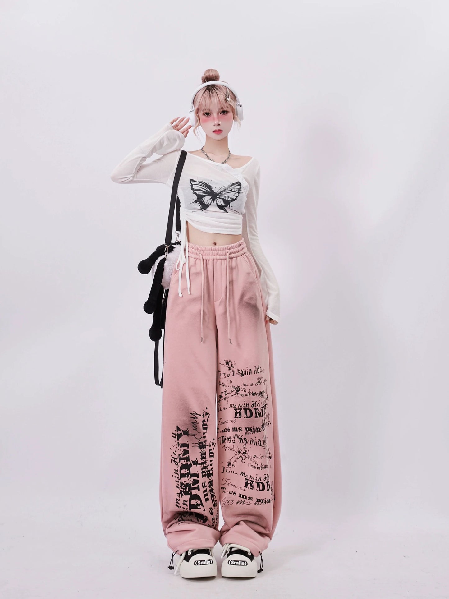 Top Butterfly Short Y2K Raffung