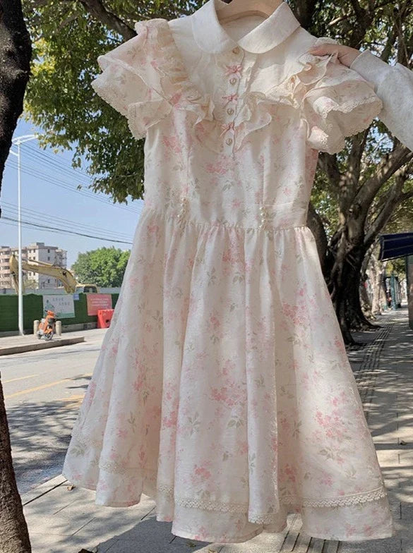 フリルフラワーガーリードレスガール