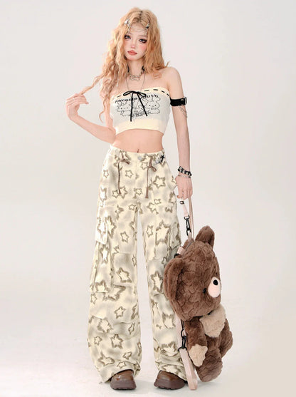 Lockere, lässige, weite Hose mit Sternenmuster