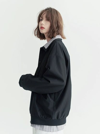 無地ラペルカジュアルシャツ