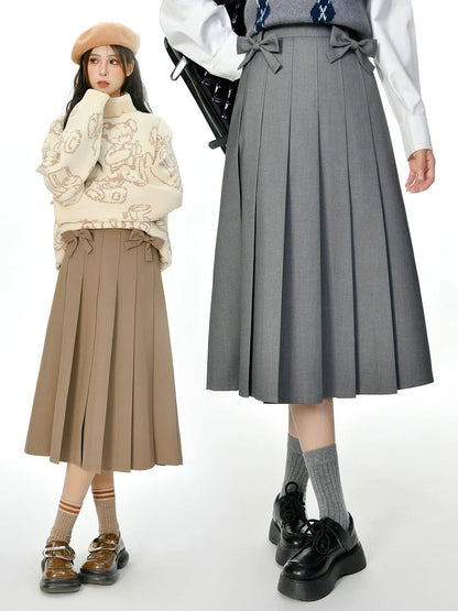 Ribbon Skirt Preppy Style Pleated Retro