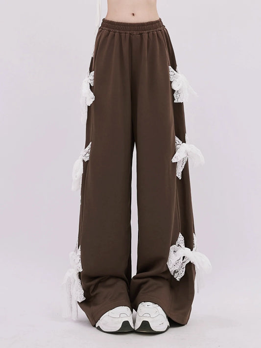 Sweatpants Bow Girly Side Wide