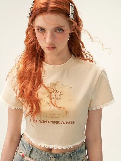 Neck Sweet Round Tops Girly