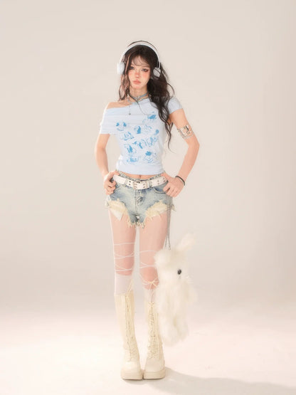 ショートデニムダメージ