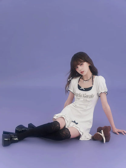 リボンダークロゴドレス