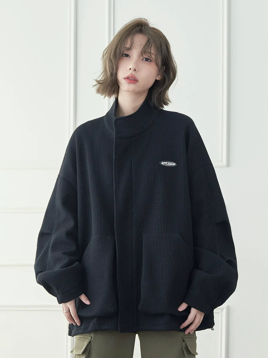 Stand Jacket Waffle Collar One Point