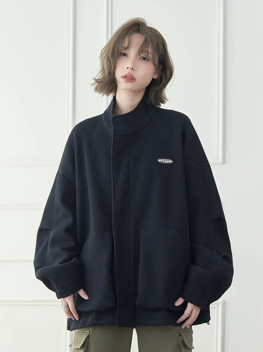 Stand Jacket Waffle Collar One Point