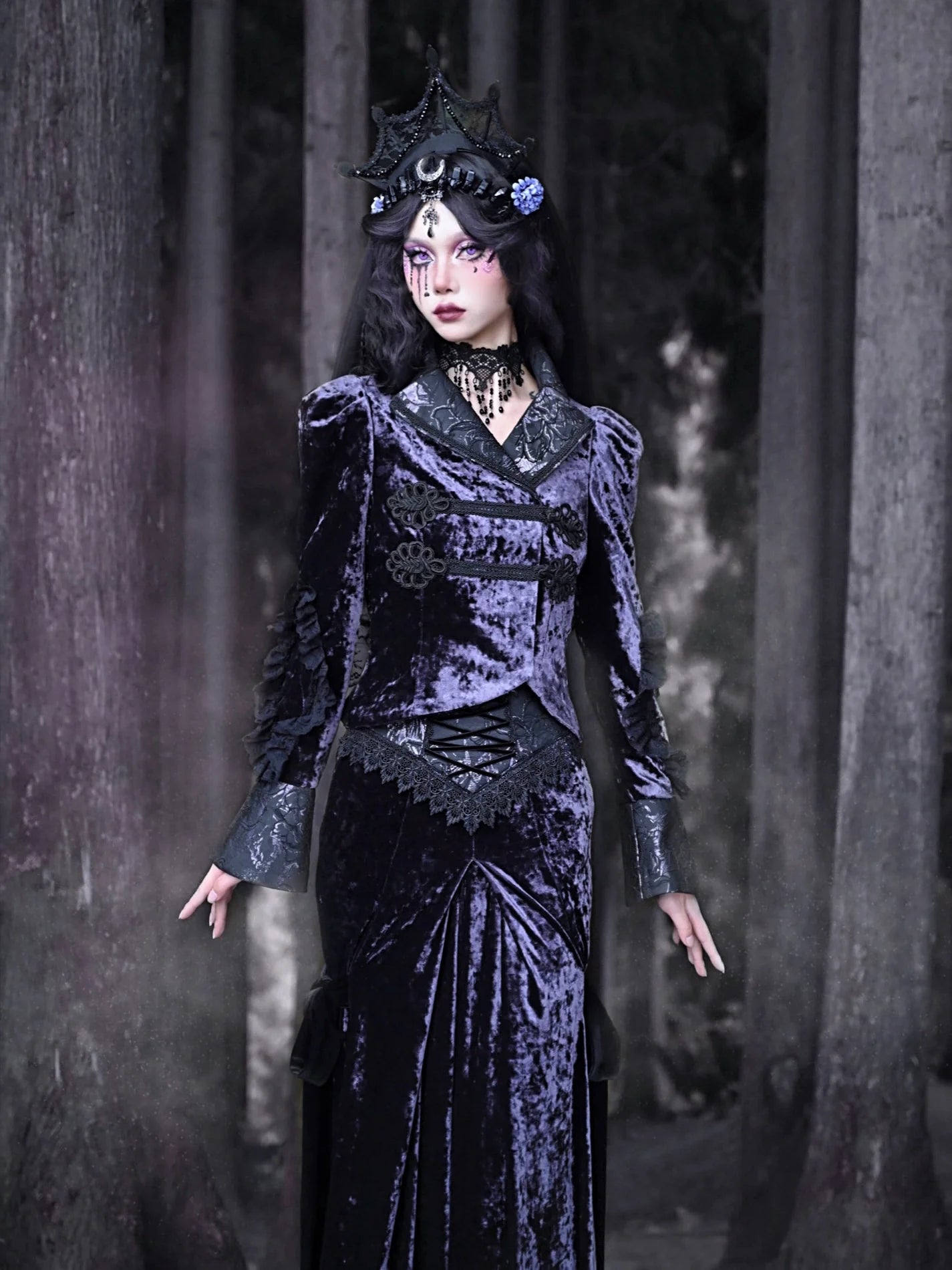 ゴシックベルベットカラースタイルジャケットヨーロピアンルナスリムスタンド