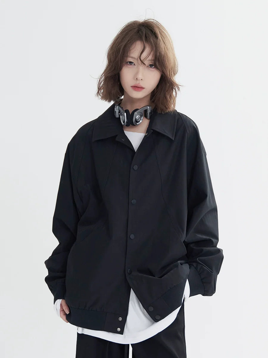 無地ラペルカジュアルシャツ