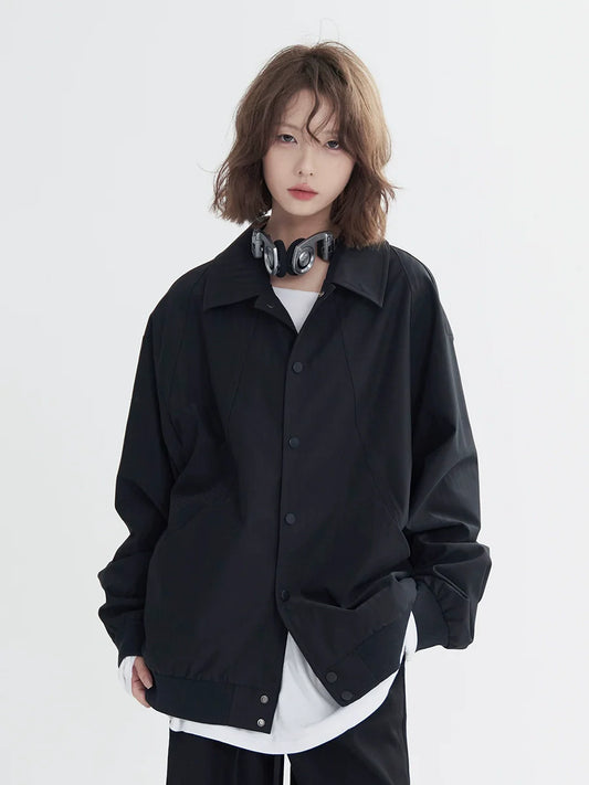 無地ラペルカジュアルシャツ