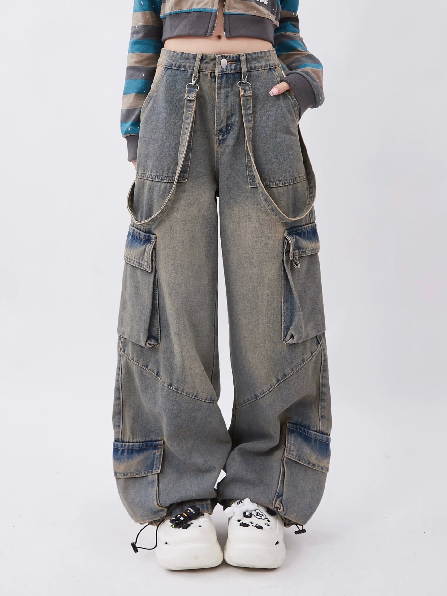 Loose Pants Cargo Denim Wide-osh