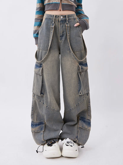 Loose Pants Cargo Denim Wide-osh