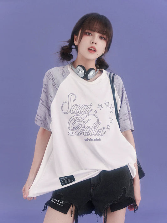 Bedrucktes Mädchen-Ärmeltop Run Fighting Spirited