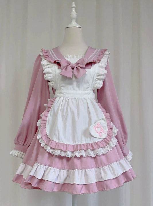 Sweet Sailor Style College Lolita Maid Dress