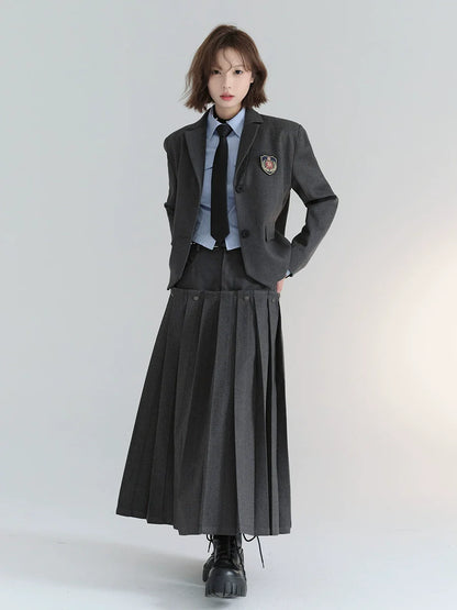 Pleated Wool Skirt College