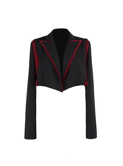 Farbiger Blazerstich, einfaches Oberteil mit hoher Kontrasttaille